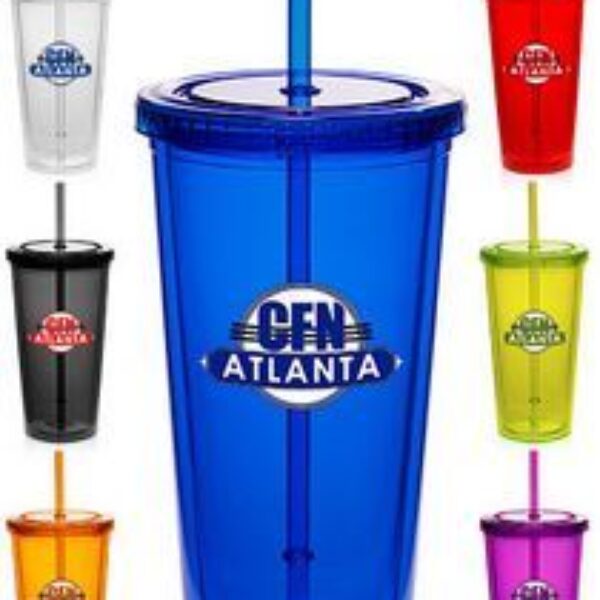 20 Oz. Double Wall Acrylic Tumbler with Straw