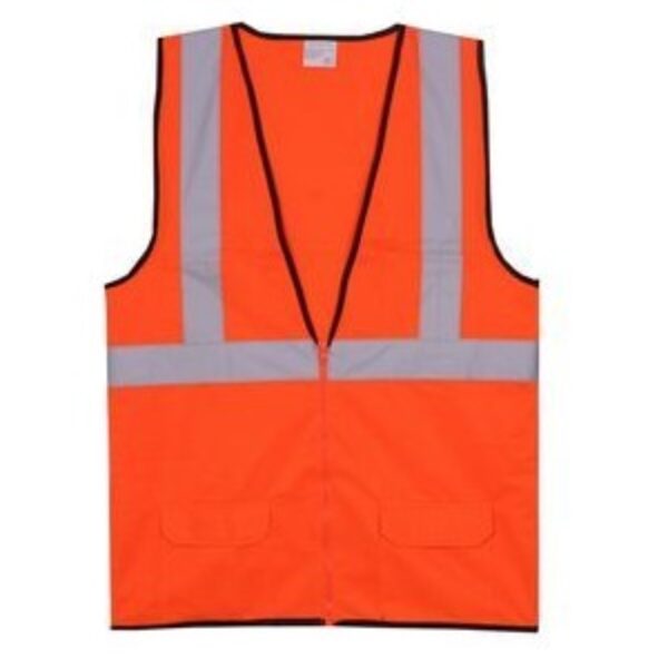 Solid Orange Zipper Safety Vest